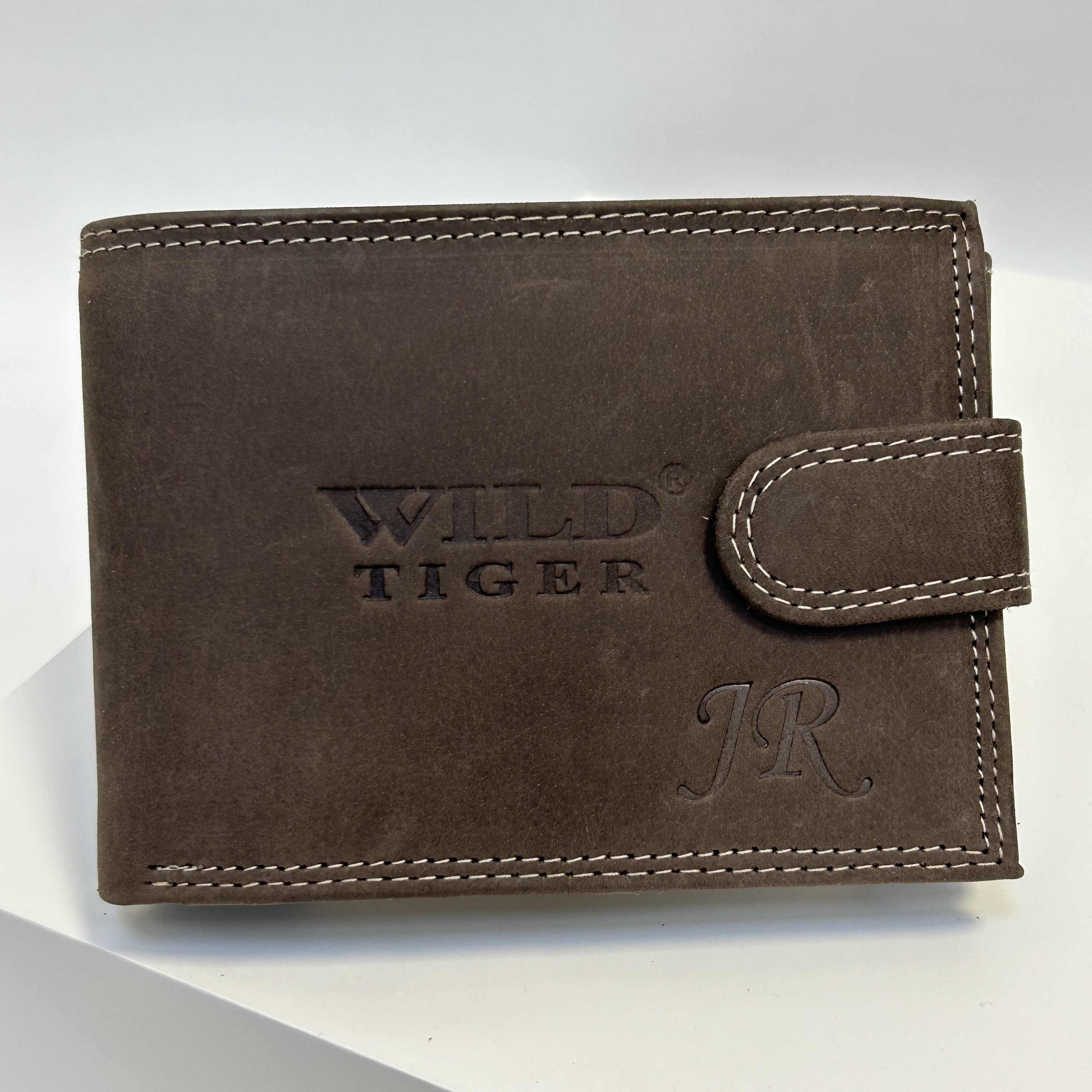 Již vyhotovený monogram | JR | na kožené peněžence | OUTLET TvujOriginal.cz