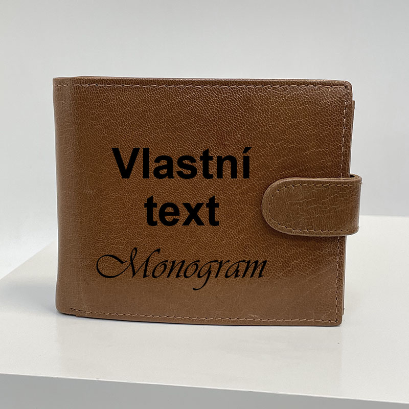 Hnědá kožená peněženka s věnováním, monogramem, textem | OUTLET TvujOriginal.cz