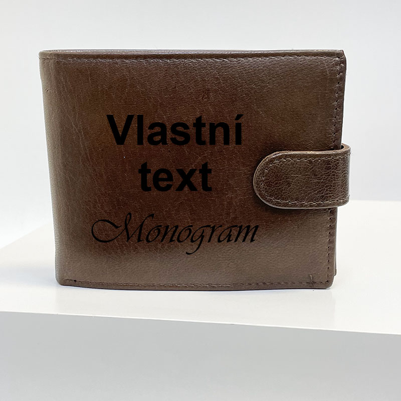 Hnědá kožená peněženka s věnováním, monogramem, textem | OUTLET TvujOriginal.cz