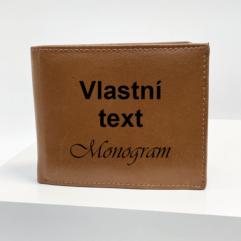 Hnědá kožená peněženka s věnováním, monogramem, textem | OUTLET TvujOriginal.cz