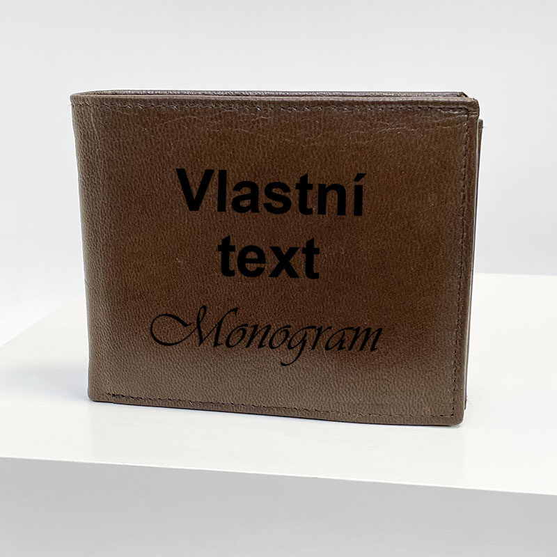 Hnědá kožená peněženka s věnováním, monogramem, textem | OUTLET TvujOriginal.cz