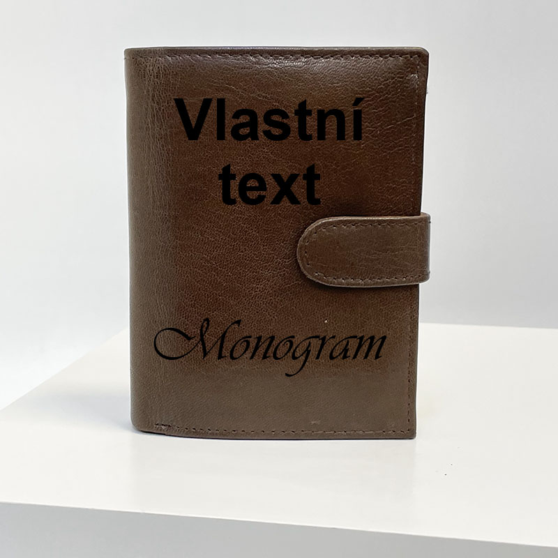 Hnědá kožená peněženka s věnováním, monogramem, textem | OUTLET TvujOriginal.cz