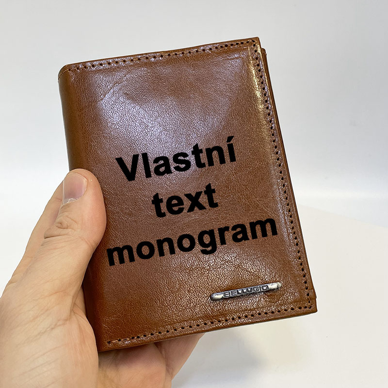 Hnědá kožená peněženka s věnováním, monogramem, textem | OUTLET TvujOriginal.cz