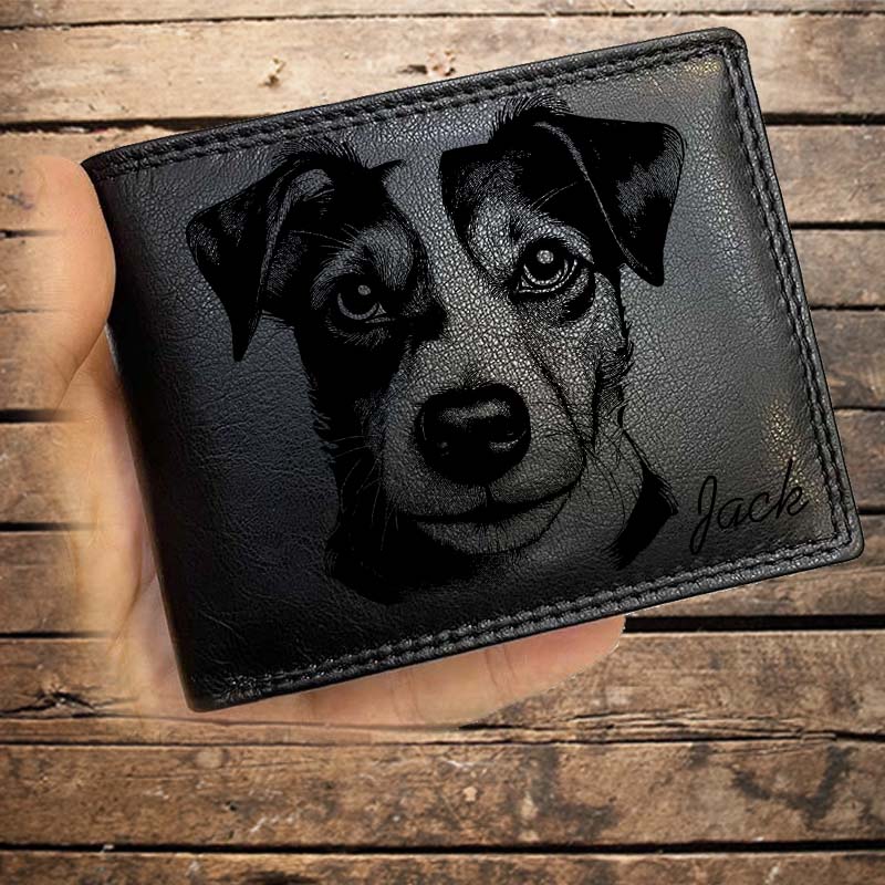 Kožená peněženka se psem JACK RUSSEL nebo jakákoliv rasa, navíc jméno a text | více barev a typů kůže