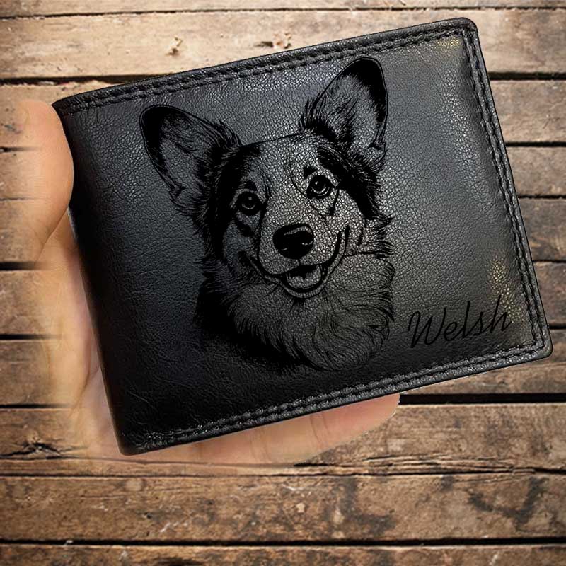 Kožená peněženka se psem WELSH CORGI TERIER nebo jakákoliv rasa, navíc jméno a text | více barev a typů kůže