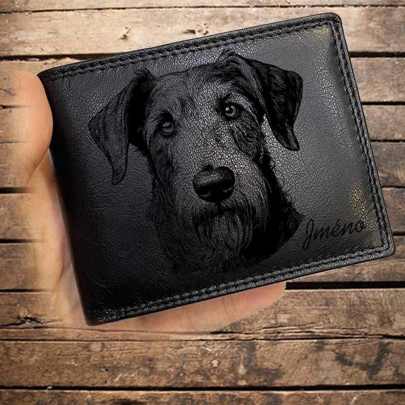 Kožená peněženka se psem DEERHOUND nebo jakákoliv rasa, navíc jméno a text | více barev a typů kůže
