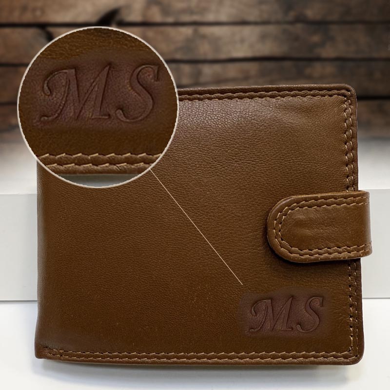 Kožená peněženka + ražba iniciálů (monogram) PANTHER - Light Brown | OUTLET TvujOriginal.cz