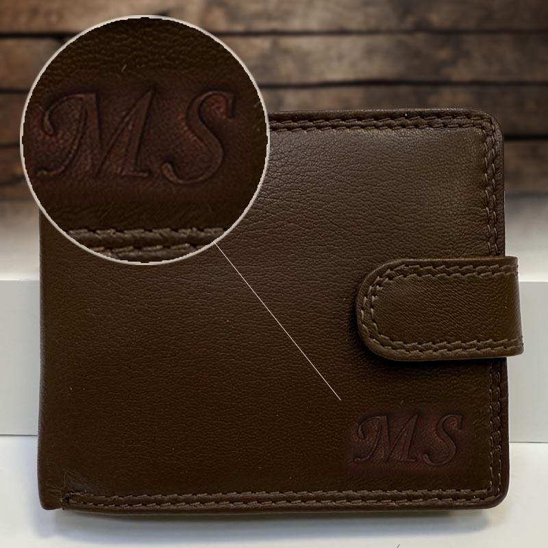 Kožená peněženka + ražba iniciálů (monogram) PANTHER - Dark Brown | OUTLET TvujOriginal.cz