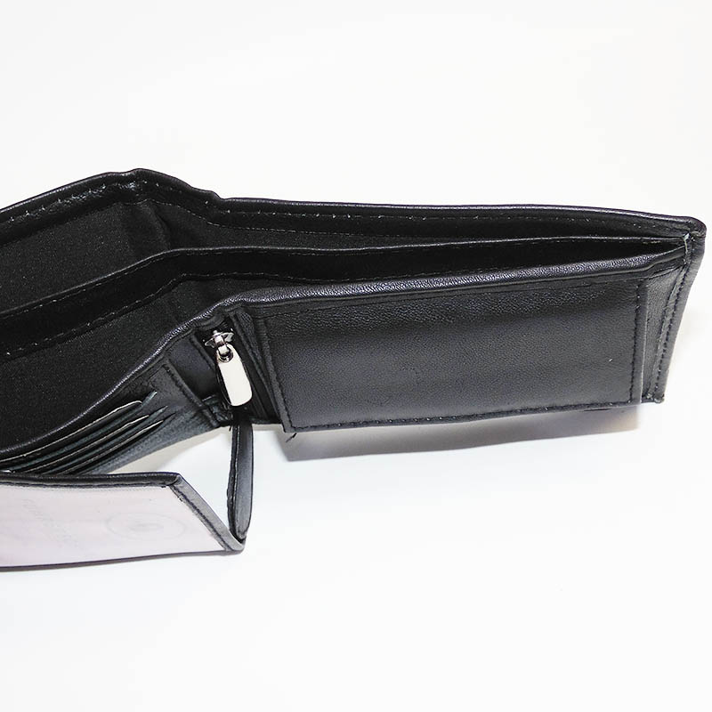 Pánská černá/šedá kožená peněženka BULL Leather s monogramem (ražba)