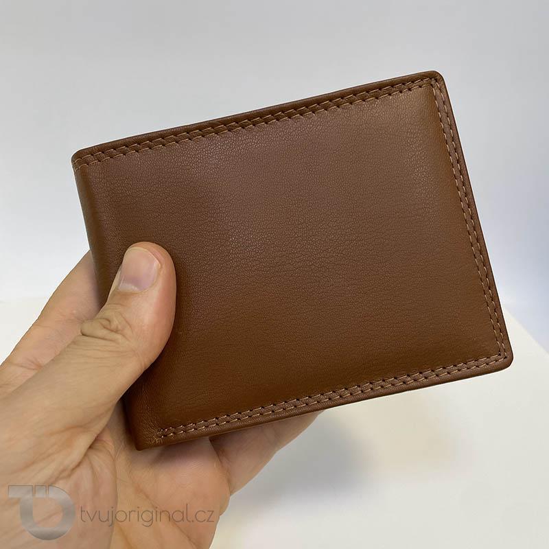 Kožená peněženka + ražba iniciálů (monogram) PANTHER - Brown| OUTLET TvujOriginal.cz