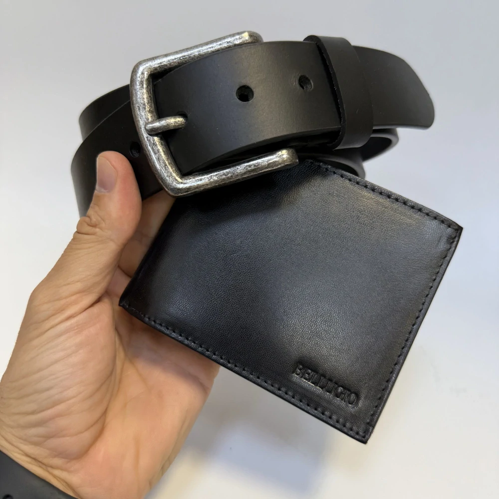 Stylový set BELLUGIO peněženky a opasku z pravé kůže s možností vlastního monogramu | OUTLET TvujOriginal.cz