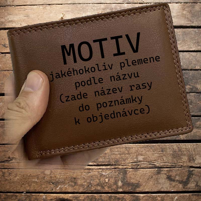 Kožená peněženka se psem JAKÁKOLIV RASA navíc jméno a text | více barev a typů kůže | NÁZEV PLEMENE NAPIŠ DO POZNÁMKY