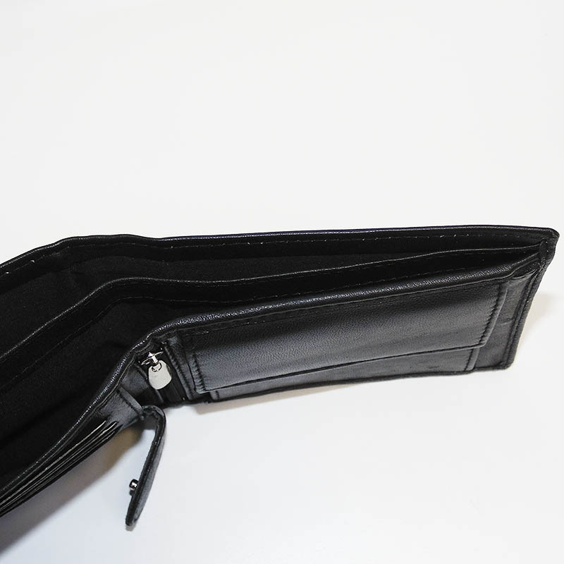 Pánská černá/hnědá kožená peněženka BULL Leather s monogramem (ražba)