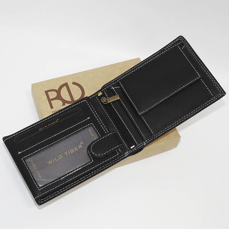 Černá kožená peněženka s ražbou vlastního monogramu | OUTLET TvujOriginal.cz