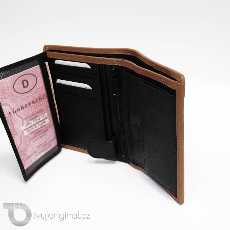 Pánská kožená peněženka COMBO BEORIGINAL Leather s monogramem (ražba)
