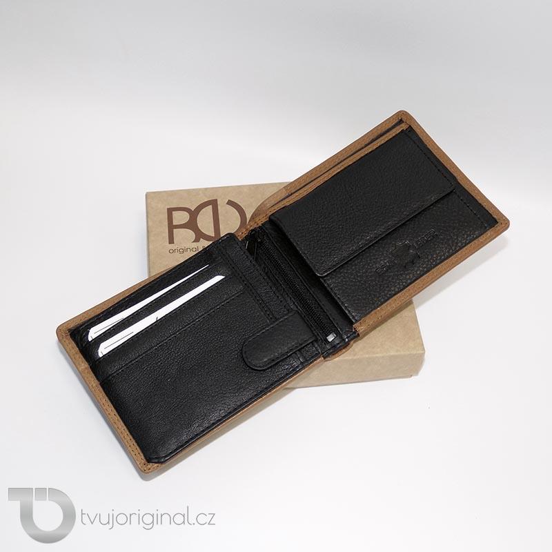 Pánská kožená peněženka COMBO BEORIGINAL Leather s monogramem (ražba)
