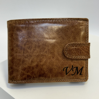 Již vyhotovený monogram | VM | na kožené peněžence | OUTLET TvujOriginal.cz
