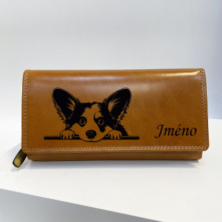S pejskem WELSH CORGI , více barev kůže a typů, dámská kožená peněženka se psem a jménem | OUTLET TvujOriginal.cz