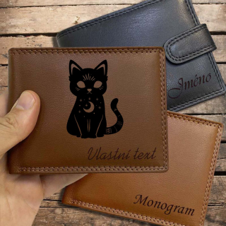 MAGIE | 04 |, více barev kůže a typů, pánská nebo dámská kožená peněženka s magickým motivem a jménem | OUTLET TvujOriginal.cz