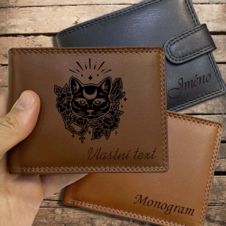 MAGIE | 06 |, více barev kůže a typů, pánská nebo dámská kožená peněženka s magickým motivem a jménem | OUTLET TvujOriginal.cz