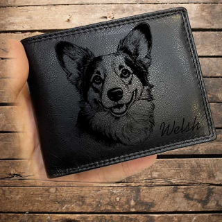 Kožená peněženka se psem WELSH CORGI TERIER nebo jakákoliv rasa, navíc jméno a text | více barev a typů kůže