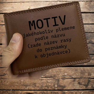 Kožená peněženka se psem JAKÁKOLIV RASA navíc jméno a text | více barev a typů kůže | NÁZEV PLEMENE NAPIŠ DO POZNÁMKY