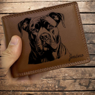 Kožená peněženka se psem CANE CORSO nebo jakákoliv rasa, navíc jméno a text | více barev a typů kůže