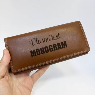 Světle hnědá dámská kožená peněženka s věnováním, monogramem, textem | OUTLET TvujOriginal.cz