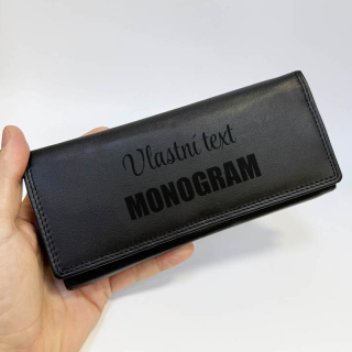 Černá dámská kožená peněženka s věnováním, monogramem, textem | OUTLET TvujOriginal.cz