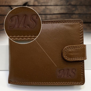 Kožená peněženka + ražba iniciálů (monogram) PANTHER - Light Brown | OUTLET TvujOriginal.cz